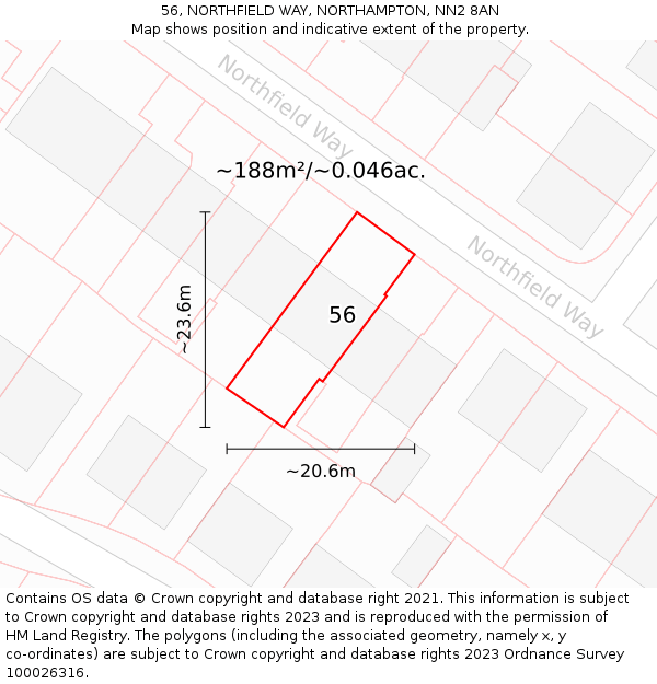 56, NORTHFIELD WAY, NORTHAMPTON, NN2 8AN: Plot and title map