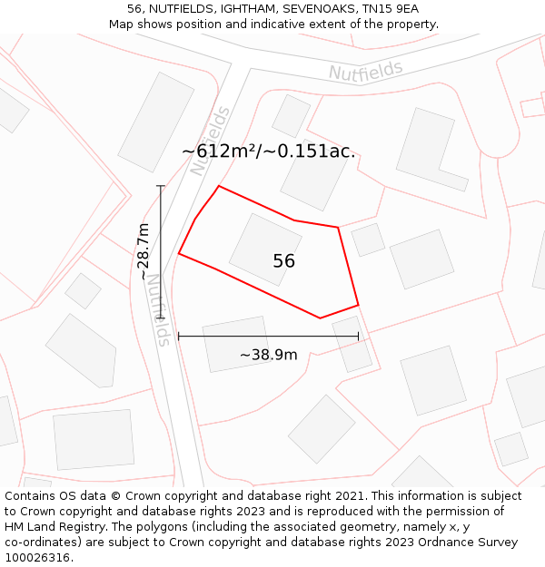 56, NUTFIELDS, IGHTHAM, SEVENOAKS, TN15 9EA: Plot and title map