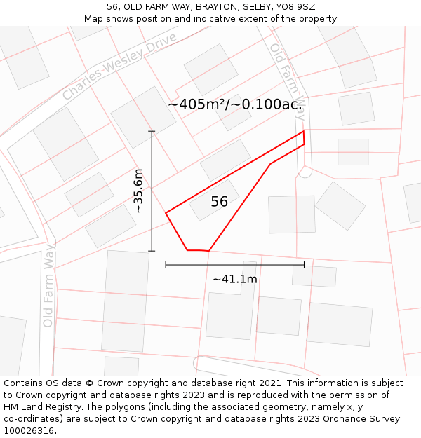 56, OLD FARM WAY, BRAYTON, SELBY, YO8 9SZ: Plot and title map