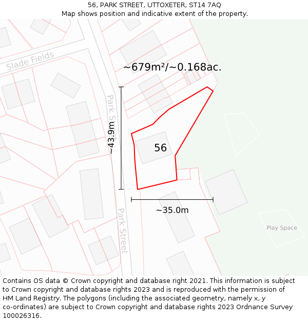 56, PARK STREET, UTTOXETER, ST14 7AQ: Plot and title map