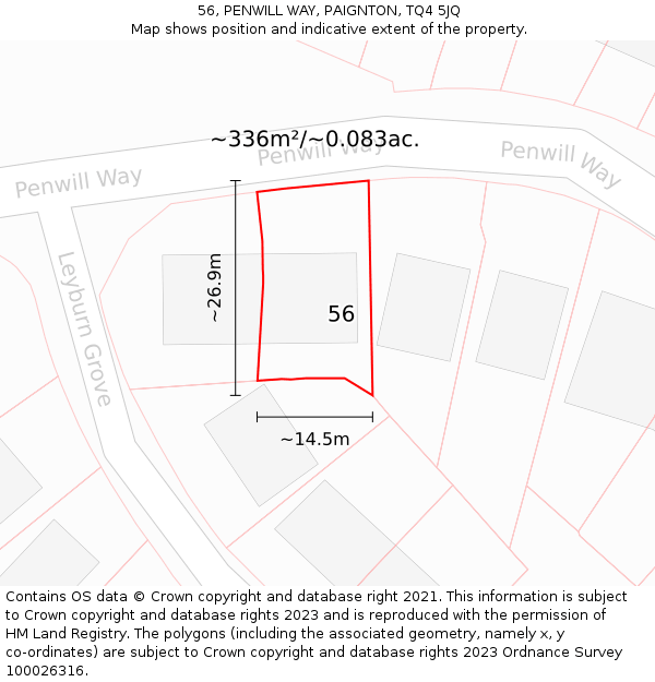 56, PENWILL WAY, PAIGNTON, TQ4 5JQ: Plot and title map
