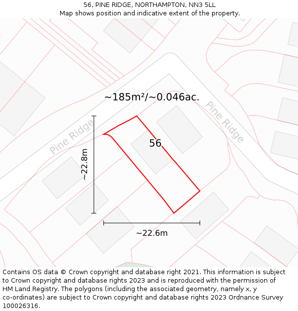 56, PINE RIDGE, NORTHAMPTON, NN3 5LL: Plot and title map