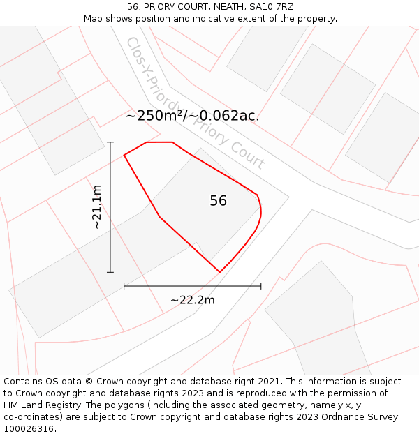 56, PRIORY COURT, NEATH, SA10 7RZ: Plot and title map