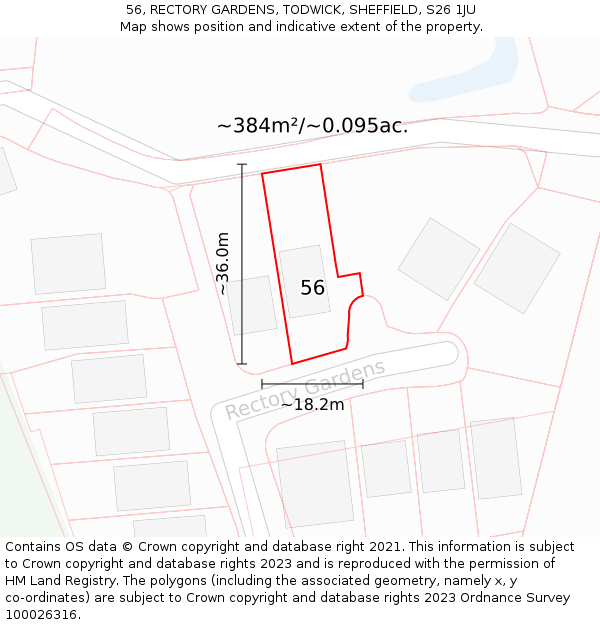 56, RECTORY GARDENS, TODWICK, SHEFFIELD, S26 1JU: Plot and title map