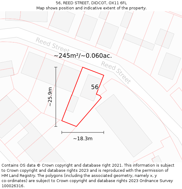 56, REED STREET, DIDCOT, OX11 6FL: Plot and title map