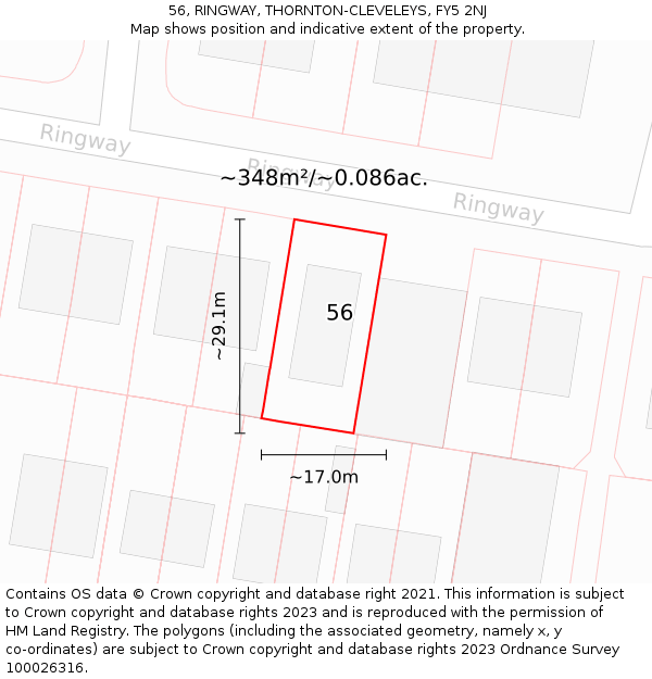 56, RINGWAY, THORNTON-CLEVELEYS, FY5 2NJ: Plot and title map