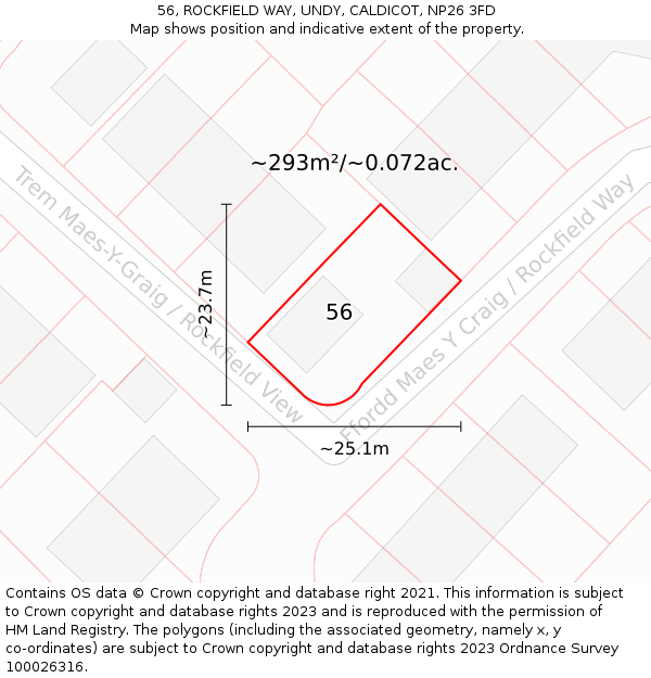 56, ROCKFIELD WAY, UNDY, CALDICOT, NP26 3FD: Plot and title map