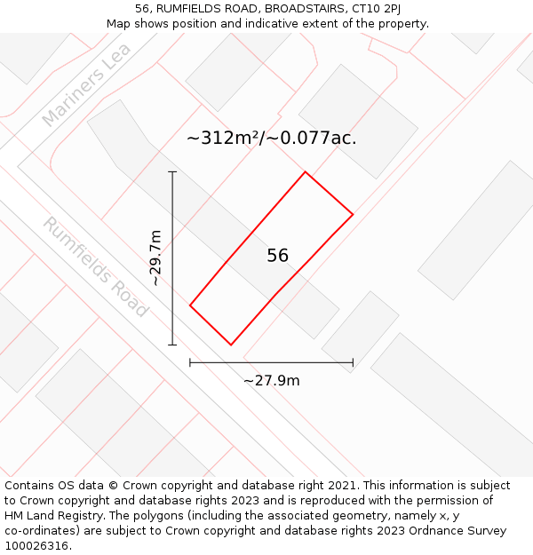 56, RUMFIELDS ROAD, BROADSTAIRS, CT10 2PJ: Plot and title map