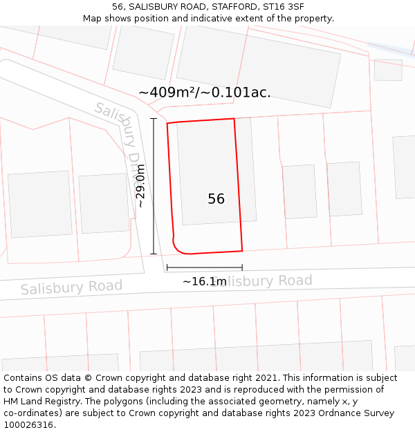 56, SALISBURY ROAD, STAFFORD, ST16 3SF: Plot and title map