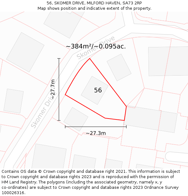 56, SKOMER DRIVE, MILFORD HAVEN, SA73 2RP: Plot and title map