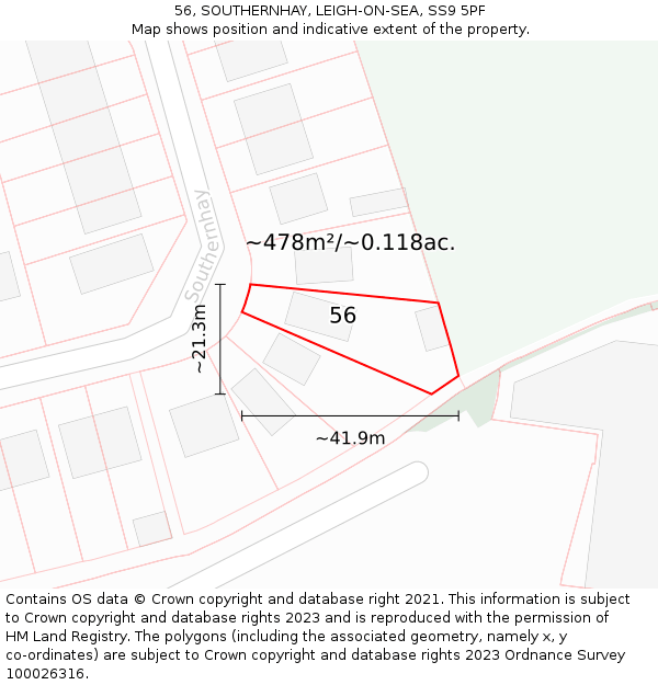 56, SOUTHERNHAY, LEIGH-ON-SEA, SS9 5PF: Plot and title map