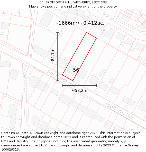 56, SPOFFORTH HILL, WETHERBY, LS22 6SE: Plot and title map