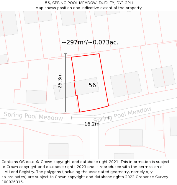 56, SPRING POOL MEADOW, DUDLEY, DY1 2PH: Plot and title map