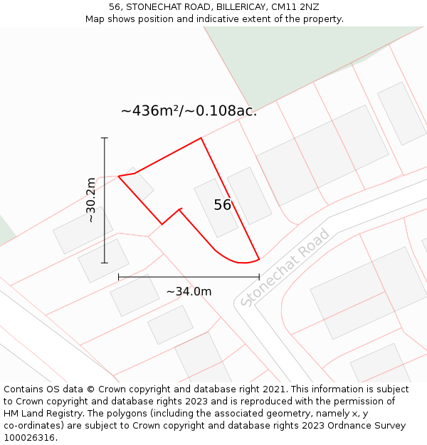 56, STONECHAT ROAD, BILLERICAY, CM11 2NZ: Plot and title map