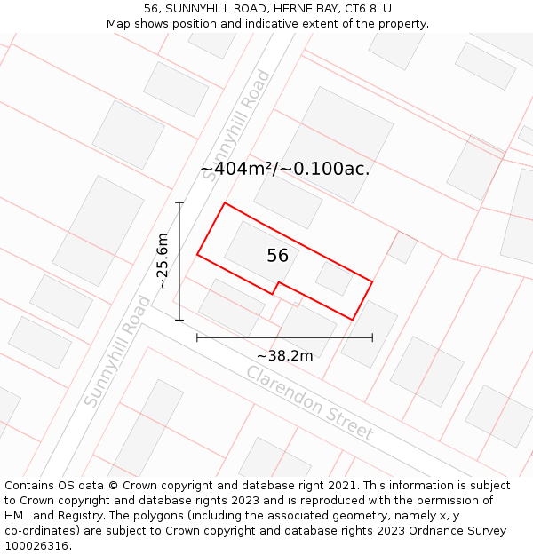 56, SUNNYHILL ROAD, HERNE BAY, CT6 8LU: Plot and title map