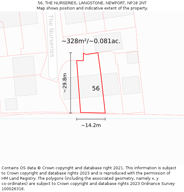 56, THE NURSERIES, LANGSTONE, NEWPORT, NP18 2NT: Plot and title map