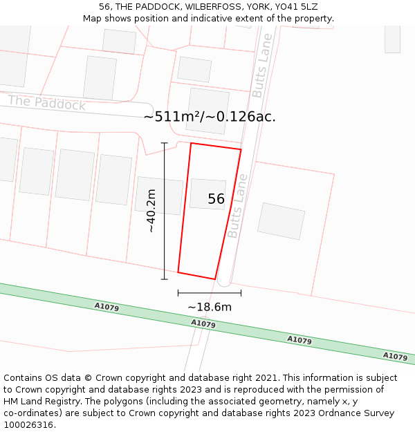 56, THE PADDOCK, WILBERFOSS, YORK, YO41 5LZ: Plot and title map