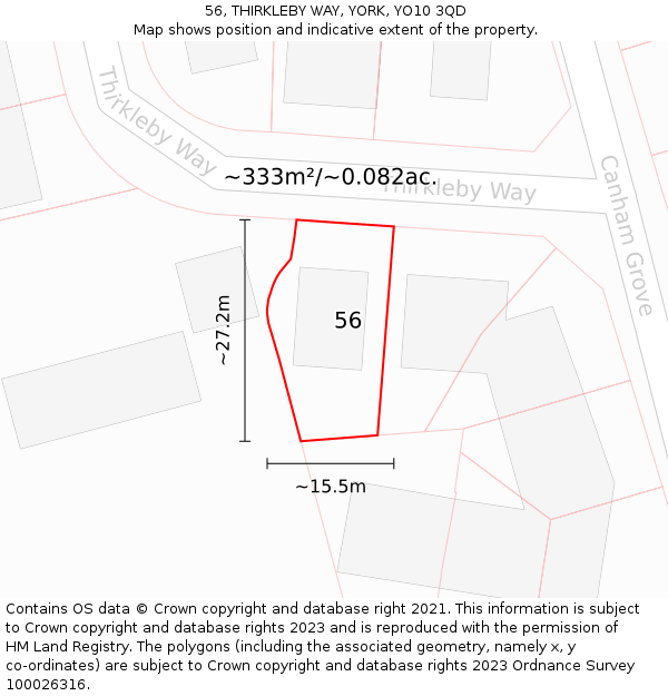 56, THIRKLEBY WAY, YORK, YO10 3QD: Plot and title map