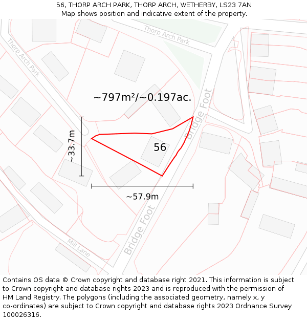 56, THORP ARCH PARK, THORP ARCH, WETHERBY, LS23 7AN: Plot and title map