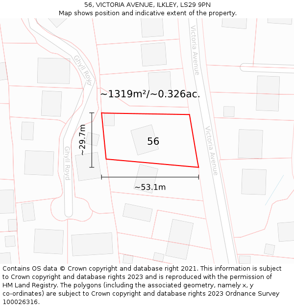 56, VICTORIA AVENUE, ILKLEY, LS29 9PN: Plot and title map