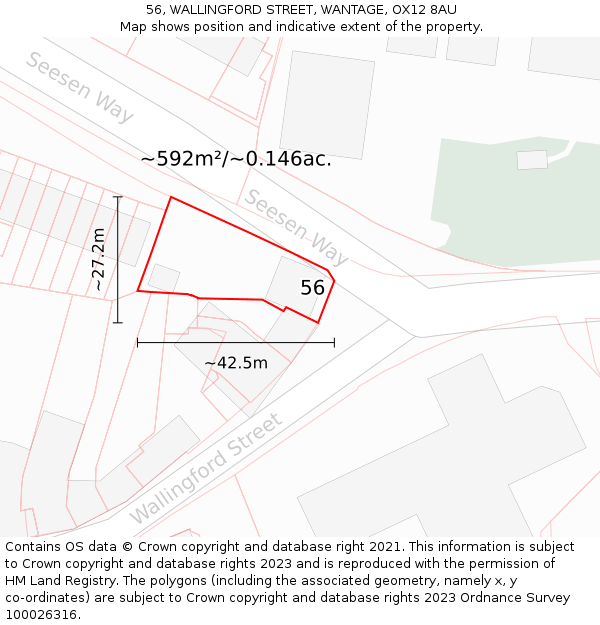 56, WALLINGFORD STREET, WANTAGE, OX12 8AU: Plot and title map