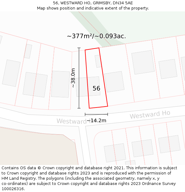 56, WESTWARD HO, GRIMSBY, DN34 5AE: Plot and title map