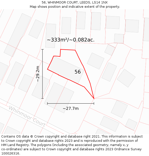 56, WHINMOOR COURT, LEEDS, LS14 1NX: Plot and title map