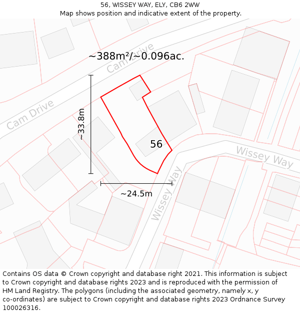 56, WISSEY WAY, ELY, CB6 2WW: Plot and title map