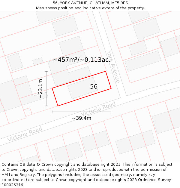 56, YORK AVENUE, CHATHAM, ME5 9ES: Plot and title map