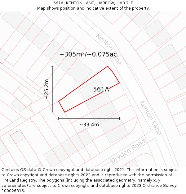 561A, KENTON LANE, HARROW, HA3 7LB: Plot and title map