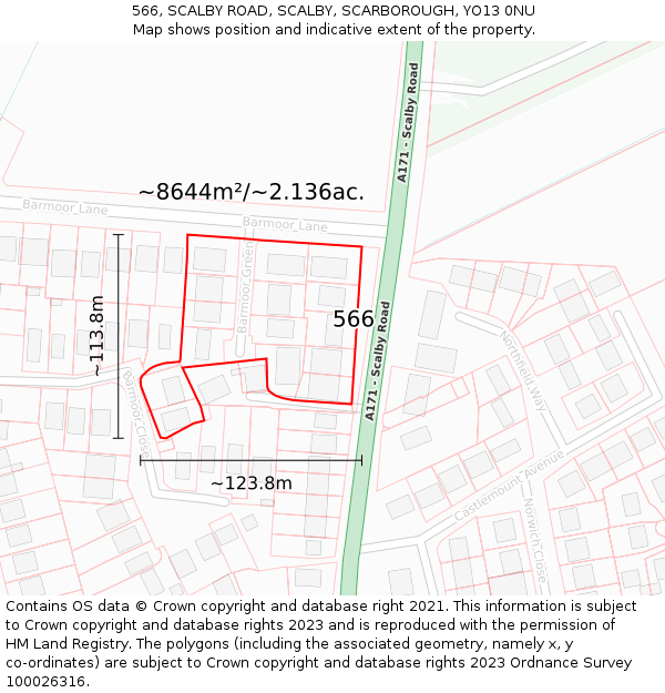 566, SCALBY ROAD, SCALBY, SCARBOROUGH, YO13 0NU: Plot and title map