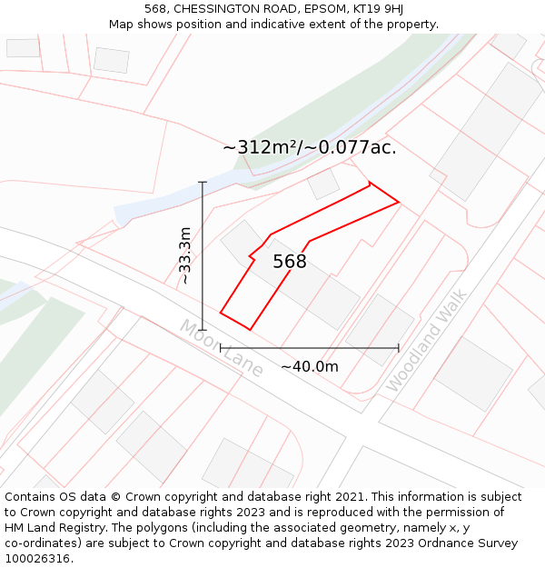 568, CHESSINGTON ROAD, EPSOM, KT19 9HJ: Plot and title map
