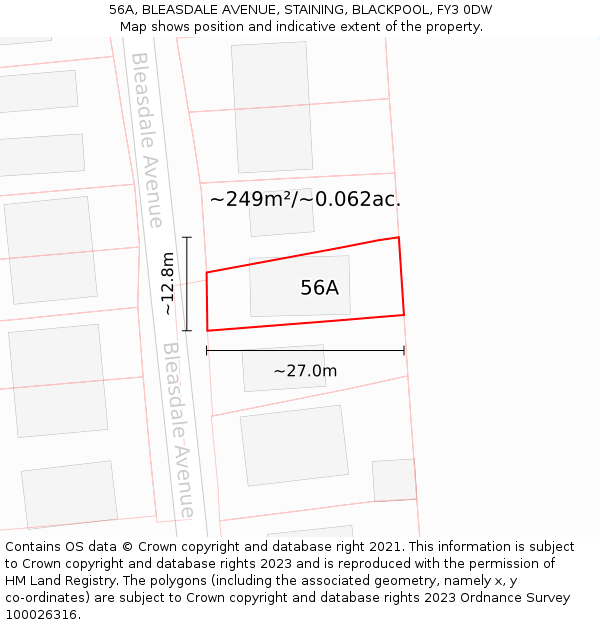 56A, BLEASDALE AVENUE, STAINING, BLACKPOOL, FY3 0DW: Plot and title map