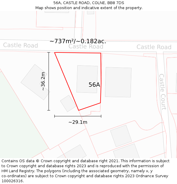 56A, CASTLE ROAD, COLNE, BB8 7DS: Plot and title map