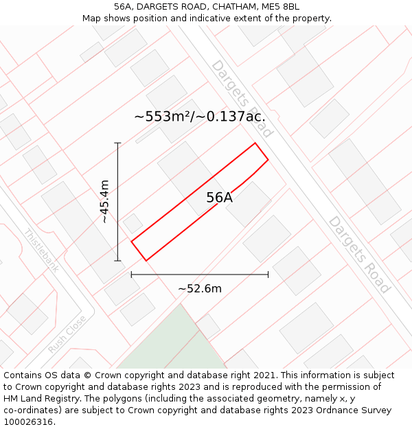 56A, DARGETS ROAD, CHATHAM, ME5 8BL: Plot and title map