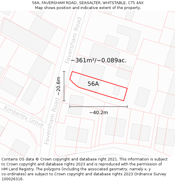 56A, FAVERSHAM ROAD, SEASALTER, WHITSTABLE, CT5 4AX: Plot and title map