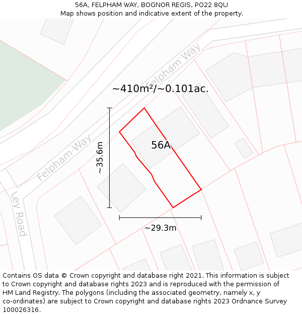 56A, FELPHAM WAY, BOGNOR REGIS, PO22 8QU: Plot and title map