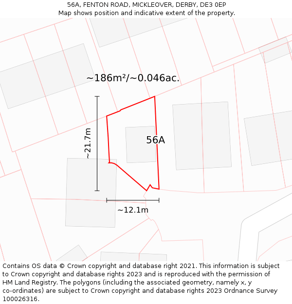 56A, FENTON ROAD, MICKLEOVER, DERBY, DE3 0EP: Plot and title map