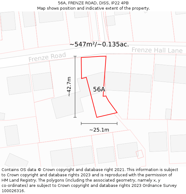 56A, FRENZE ROAD, DISS, IP22 4PB: Plot and title map