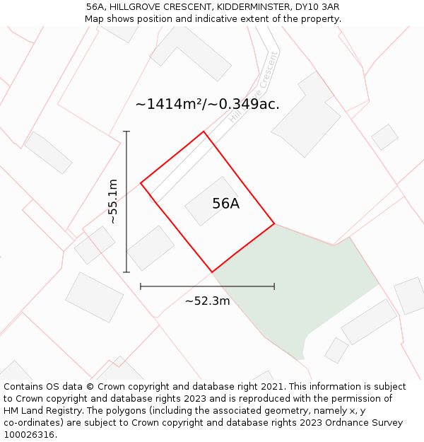 56A, HILLGROVE CRESCENT, KIDDERMINSTER, DY10 3AR: Plot and title map