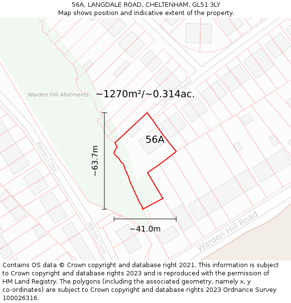 56A, LANGDALE ROAD, CHELTENHAM, GL51 3LY: Plot and title map