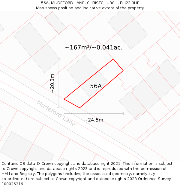 56A, MUDEFORD LANE, CHRISTCHURCH, BH23 3HP: Plot and title map