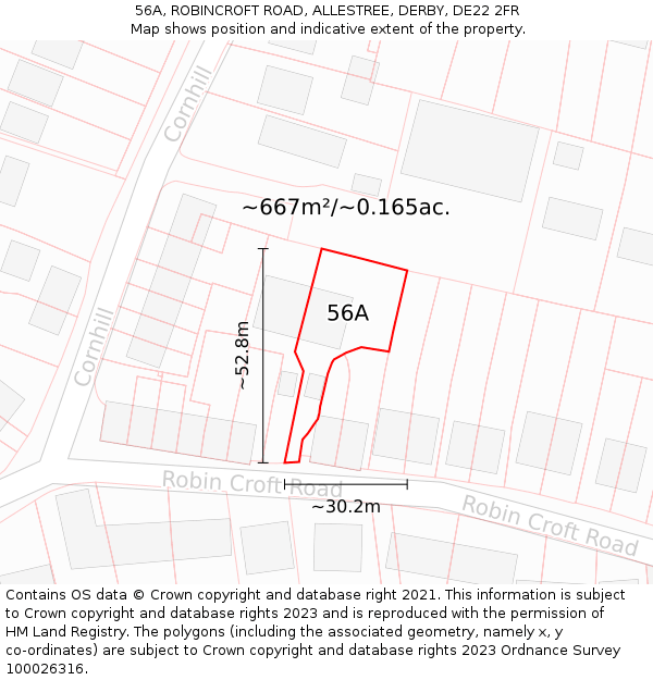 56A, ROBINCROFT ROAD, ALLESTREE, DERBY, DE22 2FR: Plot and title map