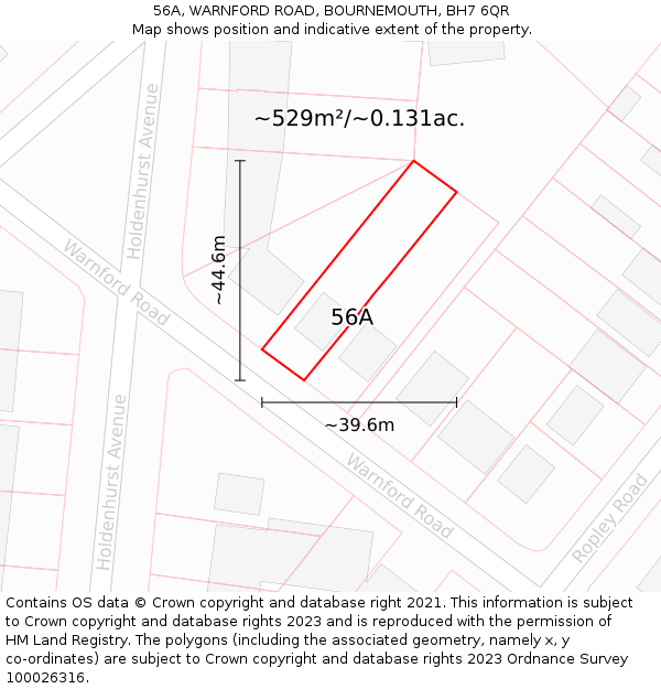56A, WARNFORD ROAD, BOURNEMOUTH, BH7 6QR: Plot and title map