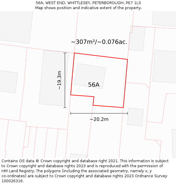 56A, WEST END, WHITTLESEY, PETERBOROUGH, PE7 1LS: Plot and title map