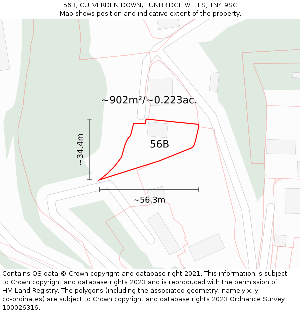 56B, CULVERDEN DOWN, TUNBRIDGE WELLS, TN4 9SG: Plot and title map