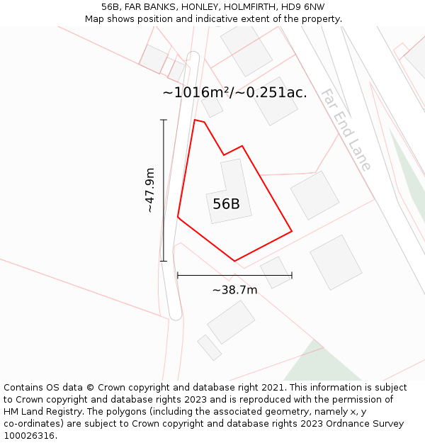 56B, FAR BANKS, HONLEY, HOLMFIRTH, HD9 6NW: Plot and title map