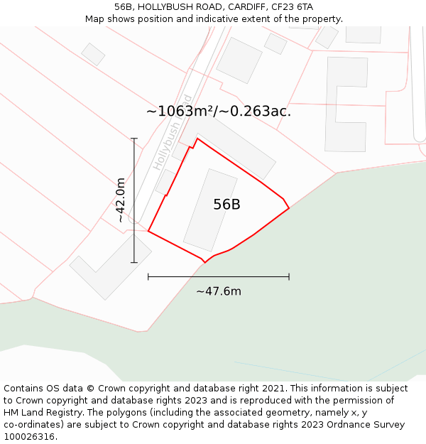 56B, HOLLYBUSH ROAD, CARDIFF, CF23 6TA: Plot and title map