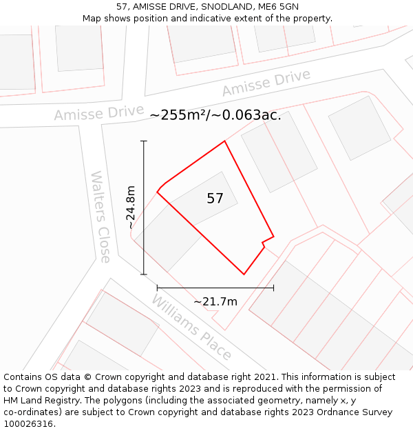 57, AMISSE DRIVE, SNODLAND, ME6 5GN: Plot and title map