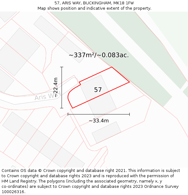 57, ARIS WAY, BUCKINGHAM, MK18 1FW: Plot and title map